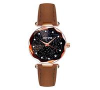 Digital Watch Women Watch Female Leaf Creative Student Belt Watch Ladies Quartz Fashion Women's Watch Easy Reader Watches for Women (Coffee, One Size)