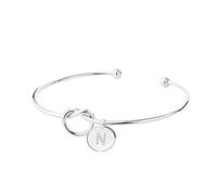 Digital Watch Women's Gold-Plated Love Knot Initial Disc Bangle All 26 Letters Alphabet Bangle Silver Bracelets for Women Girls Bracelet Alarm Clock, one size, Iron, No gemstone.