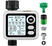 Digital Watering Timer, Programmable Garden Water Timer with Rain Delay, IPX5 Waterproof, Automatic and Manual Watering Modes for Garden, Lawn, Patio, Farm (White)