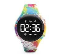Digital Waterproof Pedometer Watch, Fitness Tracker, Step Counter, Distance, Vibrating alarm clock, Stopwatch, Great Gift for for Kids Childrens Teen Girls Boys Women (Colorful White)
