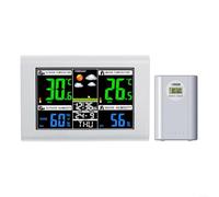 Digital Weather Station with Remote Sensor, Accurate 24H Forecast, Indoor Outdoor Temp Humidity Gauge, Color Screen & Alarm Clock White