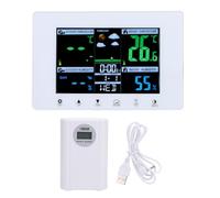 Digital Weather Thermometer Clock with, Color LCD Display, Triple Sensor Remote Monitoring - Accurate Temperature & Humidity Forecast, Adjustable Backlight, Ideal for Garage a