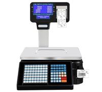 Digital Weighing Scale Cash Register with Receipt Printer, 30Kg Capacity, LCD Display, 63 Shortcut Keys, Commercial Price Label Printing Scale for Shops