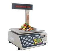 Digital Weighing Scale Electronic Commercial Counting Scales, 15Kg/30Kg Price Computing With Thermal Label Printer, For Food Meat Deli Fruit Market,15kg/5g