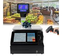 Digital Weighing Scale Electronic Price Computing Commercial Thermal Printer, Double-Sided Display Price Label, Electronics Printing Barcode Cash Register for Supermarket Convenience Store,C