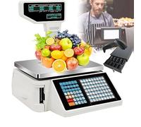 Digital Weighing Scale Electronic Price Computing Thermal Printer, Commercial Double-Sided Display Price Label Printing Electronics Barcode Cash Register for Supermarket Convenience Store,B