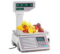 Digital Weighing Scale Electronic Weight Price Commercial Double-Sided LCD Screen Label Printing Price Computing with Label Printer for Supermarkets/Retail Store/Warehouse Weighing