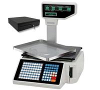 Digital Weighing Scale Electronic Weight Price Commercial Food Weight LCD screen Label Printing Price Computing with Label Printer for Retail, Supermarkets