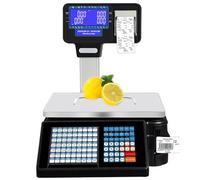 Digital Weighing Scale Table Commercial Price Supermarket Fruit Electronic Cash Register with Label Printer, 66 LB Price Computing Deli Electronic Counting