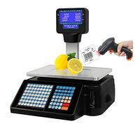 Digital Weighing Scale Table Price Computing with Pole Display - Commercial Cash Register for Label Printing, Integral Printer, Tower Display - 30kg/60lbs Capacity