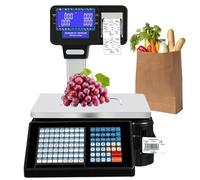 Digital Weighing Scale with Receipt Printer, Barcode Cash Register, 63 Shortcut Keys, Double-Sided LCD Display, 30kg Commercial Scale for Shop