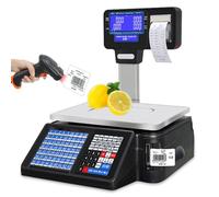 Digital Weighing Scale With Thermal Label Printer - 66Lbs Capacity For Accurate Weighing And Price Computing In Food Retail And Supermarkets,Machine-Scanner