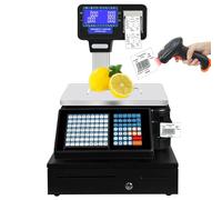 Digital Weighing Scale With Thermal Label Printer - 66Lbs Capacity For Accurate Weighing And Price Computing In Food Retail And Supermarkets,Machine-Scanner-Cashbox