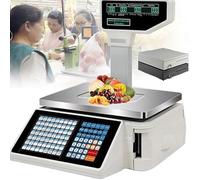 Digital Weighing Scales for Label Printing, Dual Display with 63 Shortcut Keys, Commercial Cash Register for Supermarkets and Retail Use