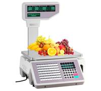 Digital Weight Price Scale with Double-Sided LCD Screen & Label Printing for Supermarkets, Retail Stores & Warehouses - Includes Printer