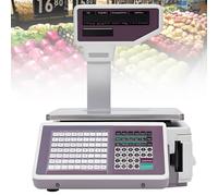 Digital Weight Price Scale with LCD Screen and Label Printing, 66Lb Capacity for Supermarkets, Fruit Stores, Snack Bars