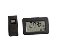 Digital Wireless Alarm Clock Weather Station, Indoor Outdoor Temp And Humidity, Radio Signal Time, For Remote Sensors(Black)