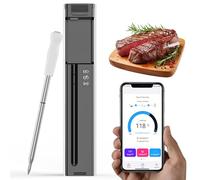 Digital Wireless Bluetooth Meat Thermometer, Smart Meat Probe for BBQ, Oven, Grill & Smoker - Perfect for Steak, Pork, and Turkey, iOS & Android App Compatible