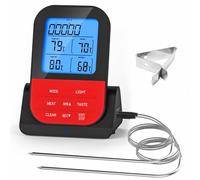 Digital Wireless Meat Thermometer, Cooking Grill Thermometer with Timer, Brewing Wine Thermometer with Dual Probes, Backlight LCD Display, Thermometer for Oven, Candy, BBQ, Turkey, Beef with Alarm