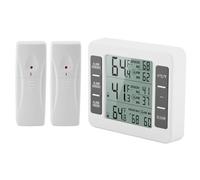 Digital Wireless Refrigerator Thermometer with LCD Display, Indoor Outdoor Temperature Monitor, -40°C to 60°C Range, Dual Remote Sensors, Audible Alarm for Freezer and Fridge