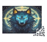 Digital Wolf Art-fantasy Mystical Design 1000 Piece Jigsaws with Precision Cut Personalised Jigsaws Magic Wolf As A Party Puzzle Game for Social Gatherings 52x38cm/1000pcs
