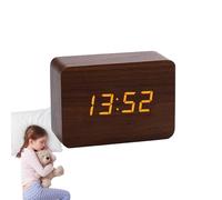 Digital Wood Alarm - Large Display Clock, Bedroom Desk Accessory | Sound Control Weekend Mode, Elegant Wood Electric Clock Perfect for Bedside Room Office Decoration Function Modern