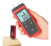 Digital Wood Moisture Meter, Pin-Type Humidity Detector with LCD Backlight, Data Hold Function, Accurate to 2.0%, Resolution 0.5%, Ideal for Lumber and Beams