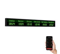 Digital World Clock with Remote Control, App Setting, Editable City Names, Time & Date, Wall Mounted HD Display for Multinational Companies, Options