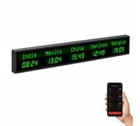 Digital World Clock with Remote Control, App Setting, Editable City Names, Time & Date, Wall Mounted HD Display for Multinational Companies, Options