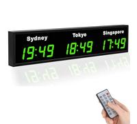 Digital World LED Clock, Multiple Time Zones Wall Clock for Airport Hotel Office Multi-National Companies, 4 Time Display