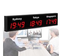 Digital World Time Clock, Multi Time Zone Clock with 5 Cities Display, 12/24 Hour Format for Home Office Travel