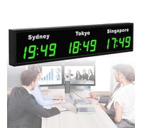Digital World Time Clock, Multi Time Zone Clock with 5 Cities Display, 12/24 Hour Format for Home Office Travel