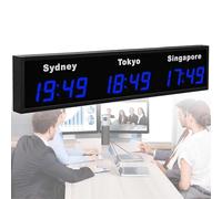Digital World Time Clock, Multi Time Zone Clock with 5 Cities Display, 12/24 Hour Format for Home Office Travel