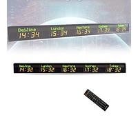 Digital World Time Wall Clock - Red LED Multi Time Zone Clock for Home/Office/Living Room/School - World Clock with Full Color Display