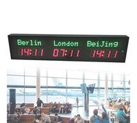 Digital World Time Zone Clock, Wall Mounted with Remote Control, 3-Level Brightness Adjustment, Automatic Calibration for Commercial Use in Subways, Airports, Hotels, Train Stations