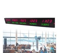 Digital World Time Zone Clock, Wall Mounted with Remote Control, 3-Level Brightness Adjustment, Automatic Calibration for Commercial Use in Subways, Airports, Hotels, Train Stations