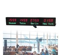 Digital World Time Zone Clock, Wall Mounted with Remote Control, 3-Level Brightness Adjustment, Automatic Calibration for Commercial Use in Subways, Airports, Hotels, Train Stations