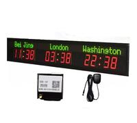 Digital World Time Zone Clock with GPS Auto-Correction and Adjustable Brightness for Multiple Cities