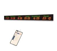 Digital World Time Zone Clock with Multiple LED Displays, 5-Level Brightness Adjustable, Auto-Calibrated for Multinational Enterprises, Hotels, and Offices