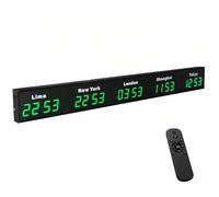 Digital World Time Zones Clock, Large LED Display with 3/4/5 Multi Time Zones, Customizable Cities, Perfect for Office, Hotel, and Home Use