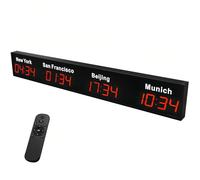 Digital World Time Zones Clock, Large LED Display with 3/4/5 Multi Time Zones, Customizable Cities, Perfect for Office, Hotel, and Home Use