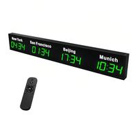 Digital World Time Zones Clock, Large LED Display with 3/4/5 Multi Time Zones, Customizable Cities, Perfect for Office, Hotel, and Home Use