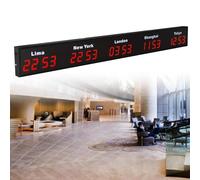 Digital World Time Zones Clock, LED Display for Multiple Cities, Ideal for Multinational Enterprises, Hotels, and Offices
