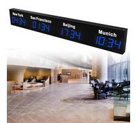Digital World Time Zones Clock, LED Display for Multiple Cities, Ideal for Multinational Enterprises, Hotels, and Offices