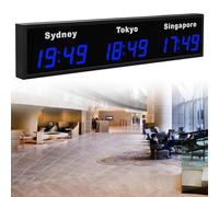 Digital World Time Zones Clock, LED Display for Multiple Cities, Ideal for Multinational Enterprises, Hotels, and Offices