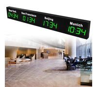 Digital World Time Zones Clock, LED Display for Multiple Cities, Ideal for Multinational Enterprises, Hotels, and Offices