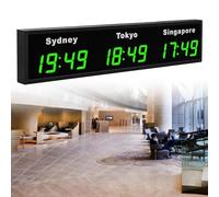 Digital World Time Zones Clock, LED Display for Multiple Cities, Ideal for Multinational Enterprises, Hotels, and Offices