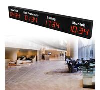 Digital World Time Zones Clock, LED Display for Multiple Cities, Ideal for Multinational Enterprises, Hotels, and Offices