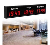 Digital World Time Zones Clock, LED Display for Multiple Cities, Ideal for Multinational Enterprises, Hotels, and Offices