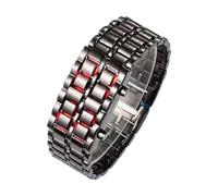 Digital Wrist Watch - Metal LED , Sports Water Resistant | Stainless Steel Band Illuminated Display Electronic Timing Instrument Lightweight Comfortable, Black Red, Se référer à la